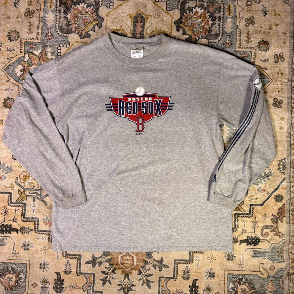 Adidas Boston Red Sox Graphic Y2K T-Shirt Mens Large Gray Heather MLB Baseball